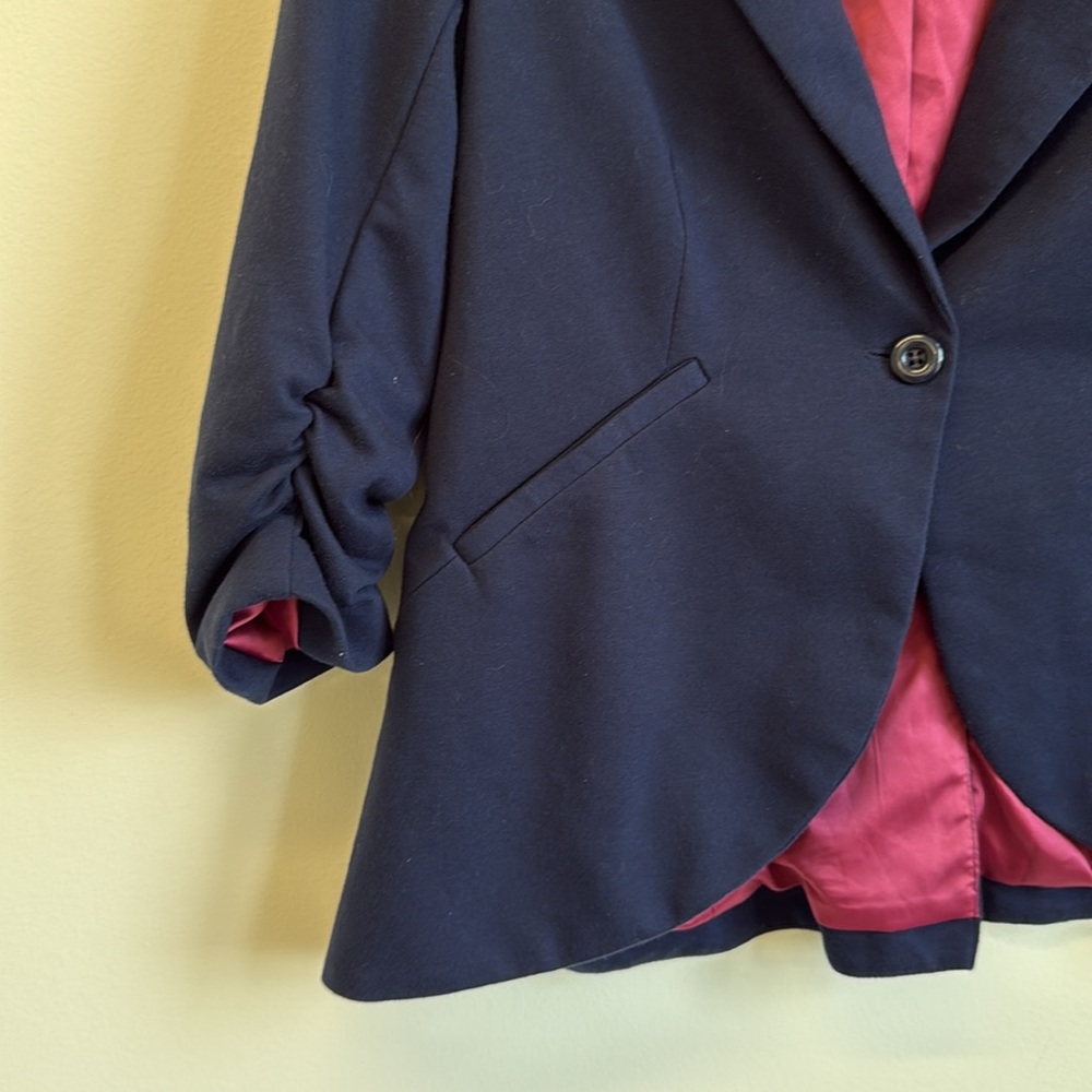 MODCLOTH fine and sandy NAVY ONE BUTTON‎ soft BLAZER JACKET large - Picture 6 of 14
